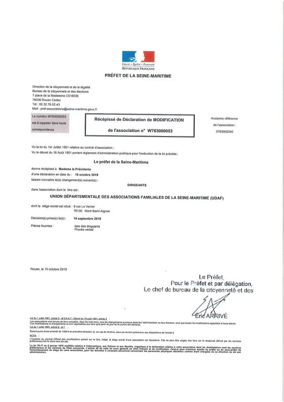 Statuts de l'association Udaf 76